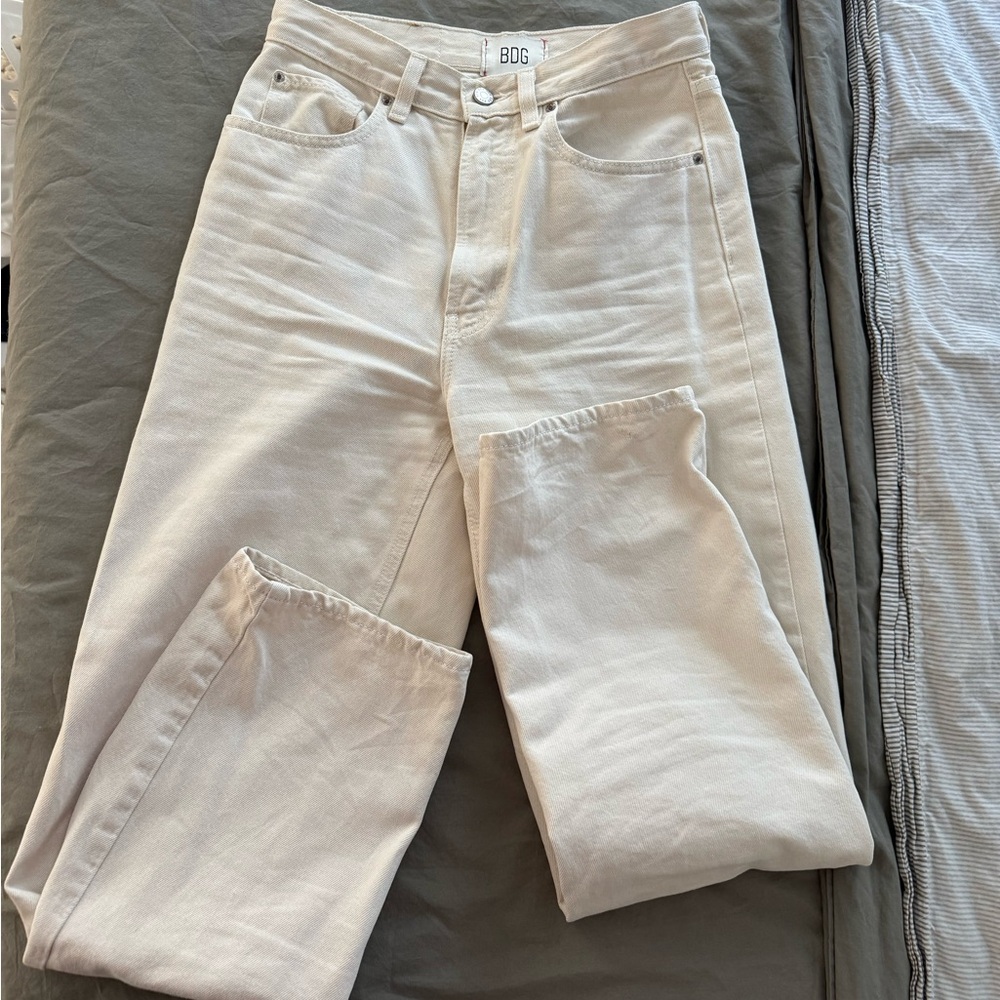 BDG High Rise Baggy Cream Jeans